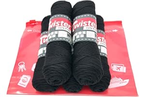 CAMTIAC Haekelgarn Baumwollgarn Stricken Haekeln Basteln 5x50g Fb.90 schwarz inkl.Zippbeutel