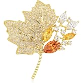 Nice For You Kristal Zirkon Ak&ccedil;aağa&ccedil; Yaprağı Broş &ndash; &Ccedil;ok Renkli, Işıltılı Premium Metal, Kadın Şık Aksesuar, Ceket &amp; Şal Broşu