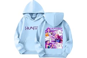 Générique Sweats à Capuche Kpop Demons Hunters Merch pour Fille Imprimés Huntrix Huntr/X Rumi Mira Zoey Pull à Manches Longues K Pop Hauts Décontractés Hoodie Unie Filles Garçons