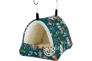 Thickened Bird Nest for autumn winter, Warm Bird Hammock for Parrot and Hamster, Sugar Glider Sleeping Bag, Green, S Size, 10x9x7.5cm