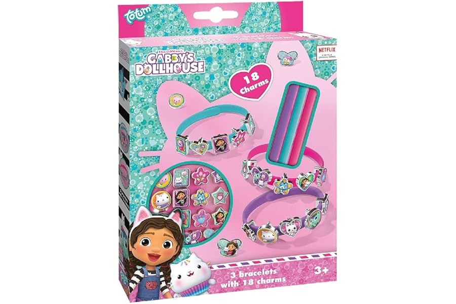 Totum Gabby's Bracelet Set with 18 Different Pendants – Charm Pendant Set Ideal as a Children's Gift and Girls Accessory, Arts and Craft Jewellery Making Kit, for Ages 3+