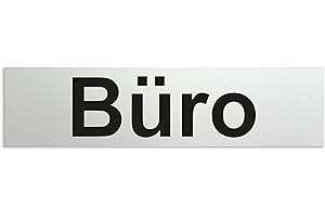 Türschilder24 Aluminium Türschild Büro 160 x 40 x 1,5mm (Oberfläche veredelt) • Selbstklebend