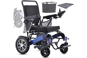 Broobey Tragbare elektrische Rollstühle für Erwachsene, leichte elektrische Rollstuhl Faltbar Stütze 150Kg, elektrisch Rollstuhl für Senioren, 30+ km lange Reichweite (20 Ah Batterie)