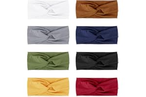 DRESHOW 8 Stück Damen Stirnband Kopfband Haarband Turban Elastische Stirnband Haarbänder Haarschmuck für Mädchen