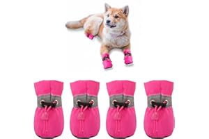 YAODHAOD Dog Shoes，Anti Slip Dog Boots Paw Protector, These Comfortable Soft Soled Dog Shoes are with Reflective Straps, for Small Dog (2, pink)