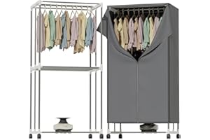 DMD Collective – Heated Electric Clothes Dryer with Cover, 2 Tier Stainless Steel Energy-Efficient Electric Airer Clothes Dryer, 180 Minutes Timer, Auto Power-Off 1000W