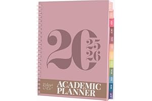 RILEYS & CO Rileys Academic Diary 2025-2026, Daily, Weekly & Monthly Planner, July 2025 - June 2026, Student Notes Pages, Twin-Wire Binding Day and Weekly Agenda for School & Work (20 x 15 cm, Pink, Typographic)