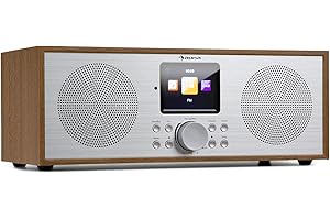 AUNA Silver Star Radio Stéréo - Radio WiFi, Radio Internet, Tuner Internet Radio, Bluetooth, RMS 2X 8W, USB, Appli de contrôle, AUX - Chêne
