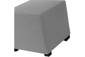 ILIEMAO Hockerbezug Quadratisch 45cm/50cm/65cm Ottomane Bezug Quadratisch Bezug Hocker Quadratisch Hocker überzug Schonbezug Bezug für Fußhocker Stretch Ottomane Abdeckung Hockerabdeckung(Color:New Gray,Size: