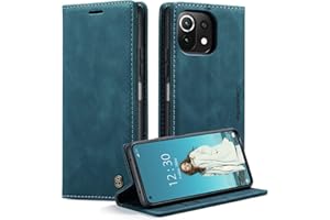 caseme Funda para Xiaomi 11 Lite 5G NE Funda para Xiaomi Mi 11 Lite 4G/5G Carcasa PU Cuero Flip Magnético Protección Fundas Móvil de Tapa Libro para Xiaomi Mi 11 Lite 5G/4G/5G NE - Azul-Verde