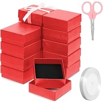Nideen Confezione da 15 scatole regalo per gioielli, 8 x 5 x 3 cm, piccole scatole regalo per gioielli, anelli, orecchini, collane, scatole espositive, scatole per imballaggi, colore nero