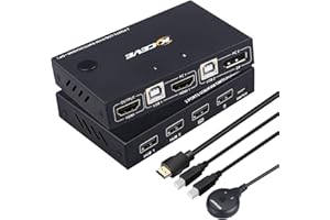 Displayport KVM Switch DP+HDMI 2 porte, MLEEDA HDMI e Displayport USB Switch per 2 computer condividono un set di tastiera e un monitor, 4K @30Hz con la funzione da DP a HDMI