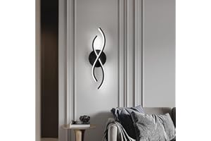EIDEARAY Led Wall Light Indoor,22W Black Modern LED Wall Lighting Fixtures,Wavy Wall Sconce Light 6000K Cool White Wall Lamps for Bathroom Bedroom Living Room 40cm