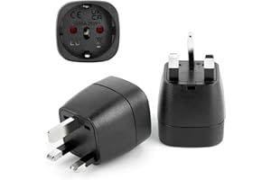 JOPHEK Adaptador Enchufe UK, 2 Piezas Adaptador de Viaje Tipo G para Reino Unido Irlanda Escocia Britanico Maldivas