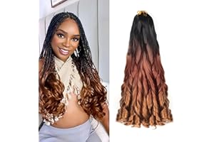 ALALEIBABY 18 inch French Curly Braiding Hair 8 Pack Loose Wavy Spiral Curl Braids Crochet Hair Deep Wave Synthetic Extensions Pre Stretched Bouncy Braiding Hair(18 Inch 1B/33/30)