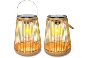 KagoLing Lot de 2 lampes solaires de jardin en métal à suspendre étanches, décorations pour patio, cour, porche, pelouse, cour, cadeaux pour maman, femme, grand-mère, épouse