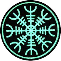 EmbTao Toppa ricamata fosforescente Valknut con rune vichinghe vegvisir