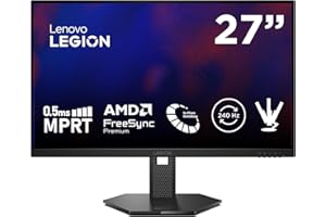 Lenovo Legion 27Q-10 - Monitor Gaming QHD 27" (IPS, 240 Hz, 0.5 ms, 16:9, HDMI 2.1 - DP 1.4, NVIDIA G-Sync, AMD FreeSync Premium, VESA Adaptive Sync, Ajuste Inclinación/Altura/Pivote/Giro) Negro
