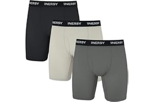 INNERSY Mens Long Leg Boxers Shorts Anti Chafing Underwear Trunks with Fly Mesh Underpants Pack of 3