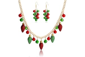 GTYARYUA Parures de Bijoux de Noël, Collier Noel et Boucle d'oreille Noel, Boucle Doreille Noel Femme, Collier de Noel Femme, Bijoux de Noel Femme, Cadeaux de Noël pour Filles et Femmes