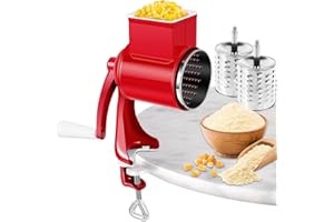 JOKAPY Broyeur de Noix Manuel, Moulin à Noix Manuel avec 2 Pales de Tambour Amovibles, Moulin à Cacahuètes Manuel avec Manivelle en Acier Inoxydable pour Maïs, Épices, Fromage, Concombres, Carottes