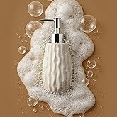Birch & Co. Ceramic Soap Dispenser For Wash Basin - Handwash Dispenser Bottle - Leak-Proof Design With Silver Glossy BPA-Free