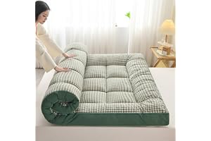 HUMAJORY Japanese Foldable Futon Mattress, Extra Thick Soft, for Guests, Camping, Loungers (Green, 80x200cm)