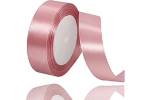 ALOHOVME Ruban Satin Doré Rose 25mm, 23 mètres Rubans de Tissu Couture Ruban Cadeau pour Décoration de Mariage, Emballage cadeau, Bouquet de fleurs, Artisanat DIY, Décoration gâteau d'anniversaire et Noël