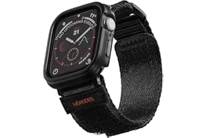 Nereides Rugged Case with Band Compatible with Apple Watch Series 9/8/7 45mm, Nylon Sport Replacement Band with Cover for iWatch Strap Men (Black)