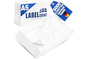 Labelident Versandlabel Set 105 x 205 mm - 1.000 DIN A5 Bögen I Formatgleich mit DHL 910-300-700 Common Label I Für Laserdrucker & Inkjet I Papier matt