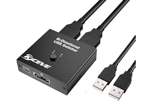 MLEEDA Commutateur USB bidirectionnel 2 en 1 en 1 ou 1 en 2 sorties, commutateur KVM pour 2 ordinateurs, clavier, souris, scanner, imprimante, 2 câbles USB inclus noir