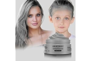 COLAYERIST Grigio Gel Colorato per Capelli Uomo e Donna Lavabile, Colore Temporaneo Capelli per Bambini, Colore Capelli Temporaneo, Crema Colorata Capelli per Feste o Cosplay