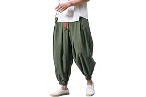 MOVERV Pantalones de Harén para Hombre Bloomers Pantalones para Aladdin Yoga Cómodo Pantalón Recto Pantalón Ancho Pantalón Cagados Ancho Harem Pants Tallas Grandes M-5XL