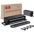 LouMaxx Magnetic Door Catch Strong – Holding Force 15kg – Set of 2 in Black Stainless Steel – Cabinet Magnets - Door Magnet - Door Magnetic Catch - Magnetic Cabinet Latch - Magnetic Door Latch