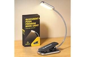 Glocusent Posh Premium Reading light for Books in Bed with Timer, 16-LED Rechargeable Book Light Runs 160hrs, 1800K Eyecaring Clip on Reading Light, 3 Colors & 5 Brightness Levels, Perfect for Readers