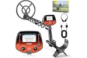 OMMO Metalldetektor Profi für Erwachsene & Kinder, USB Wiederaufladbarer Pinpointer Metalldetektor, 3 Modi, Hochpräzisions, IP68 wasserdichte Suchspule, Metalldetektoren Set mit Kopfhörer, Orange
