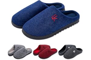 LK LEKUNI Kapcie męskie i damskie, pantofle filcowe z pianki z pamięcią kształtu, antypoślizgowe, pluszowe, wodoodporne, wygodne, uniseks