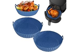 JOKBEN 2Pcs Air Fryer Liners,Reusable Air Fryer Silicone Basket, Air Fryer Accessories,Air Fryer Silicone Liner Replacement of Parchment Liner Paper Air Fryer Basket Fits Air Fryer (Blue)