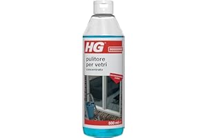 HG Detergente per Vetri, Formula Professionale Concentrata per una Lucentezza Senza Aloni, Utilizzabile su Porte Finestre, Finestre e Specchi 500ml (297050108)