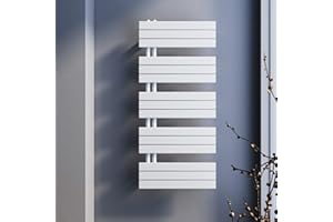 SONNI Badheizkörper Flach Handtuchtrockner 1314 x 600 mm Weiß Handtuchwärmer Seitenanschluss Panel Handtuchheizkörper 1376W