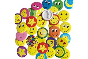 HORREX 40 Stück Smiley Pins Anstecker,Smile Face Anstecker Metall Buttons,Smile Buttons Anstecker, Individuelles Paket Smile Pin für Auszeichnungen Studenten Dekoration der Kostüme,45mm