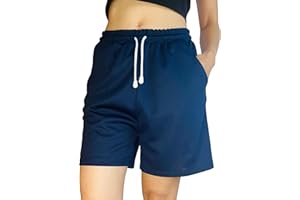 C K CRISKAT Pantalones Cortos Mujer Verano Deportivo Cintura Alta Elástica Cordón Shorts Holgados de Pierna Ancha Verano