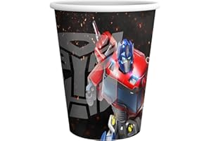 Party Factory `Transformers´ 8 Pappbecher 250ml, Einwegbecher, Papierbecher für Kindergeburtstag oder Mottoparty