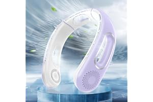 Dnenellr Ventilateur de Cou Portable, 360° Cooling Ventilateur Cou Rechargeable, 4 Vitesses Réglables Ventilateur de Cou Silencieux, Personnel Ventilateur Mains Libres pour Femmes et Hommes-Violet
