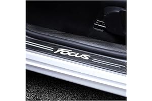 Symilov 4 Stück Auto Einstiegsleisten Schutz für Fo-rd Focus 4 3 2 MK4 MK3 MK2, Auto Türschweller Schutz mit Logo, Kohlefaser Auto Türeinstiegsschutz Aufkleber Tuning Zubehör,Black
