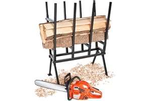 tectake® Chevalet de sciage pour Tronconneuse electrique et Scie, 76 x 53 x 102 cm, Coupe buche en acier, Chevalet coupe bois, Barre de blocage réglable, Résistant et Pliable, Capacité max. 400 kg