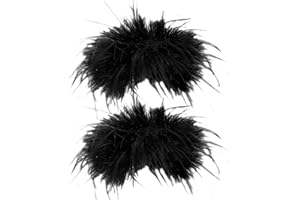 AWAVM 2 PCS Soft Fur Wristband Feather Slap Bracelet Wristband Wrist Ankle Cuff Furry Bracelets Party Supplies Hair Accessories for Femmes,Black