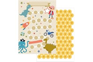 JEKA Set di 10 tabelle delle ricompense, Motivo: Esploratori, con i Loro Adesivi a Forma di Stella per motivare i Bambini a Fare Le faccende domestiche, i compiti, a lavarsi i Denti