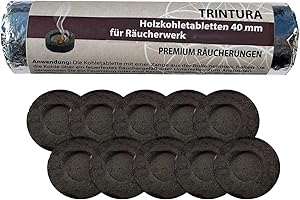 TRINTURA Räucherkohle zum Räuchern selbstzündende Kohle Kohletabletten für Weihrauch Räucherpfanne und Weihrauchbrenner geeignet (Ø 33 mm)