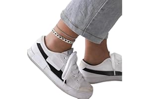 TseenYi - Cavigliera a strati con catena cubana a catena, multistrato, alla moda, per donne e ragazze, colore: argento